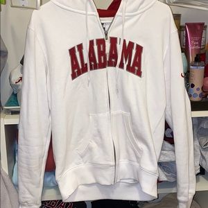 White zip up university of Alabama hoodie